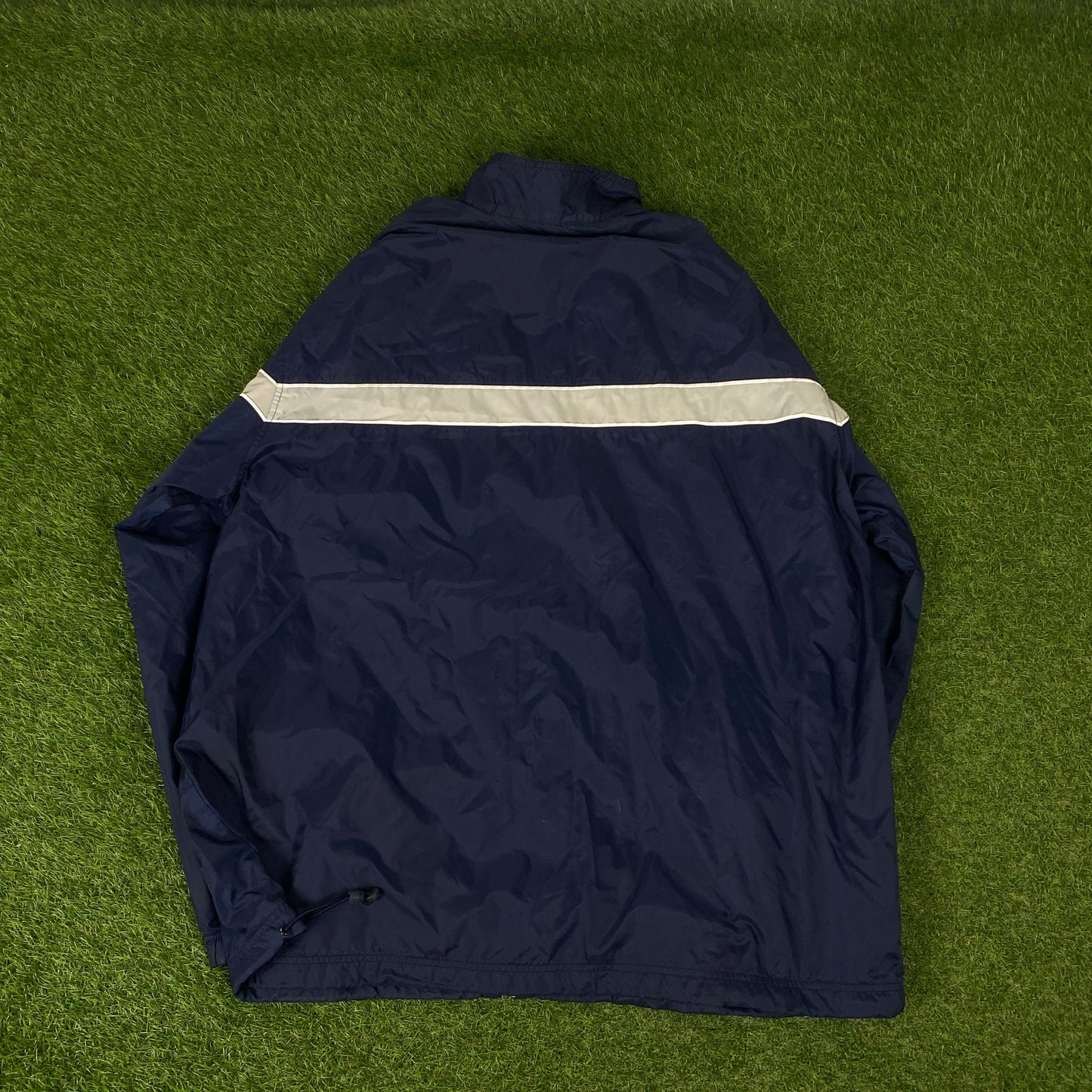 90s Nike Piping Windbreaker Tracksuit Set Jacket + Joggers Blue XL