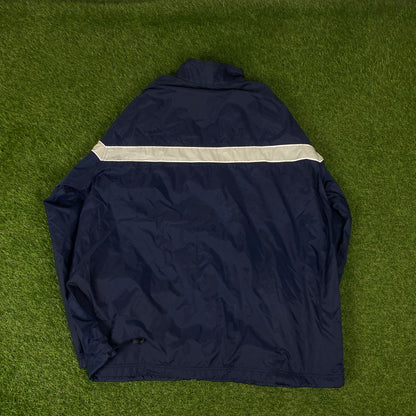 90s Nike Piping Windbreaker Tracksuit Set Jacket + Joggers Blue XL