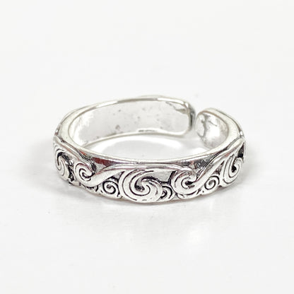 Retro Vintage Curly Wave Ring Silver