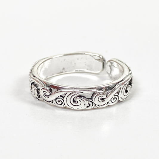 Retro Vintage Curly Wave Ring Silver