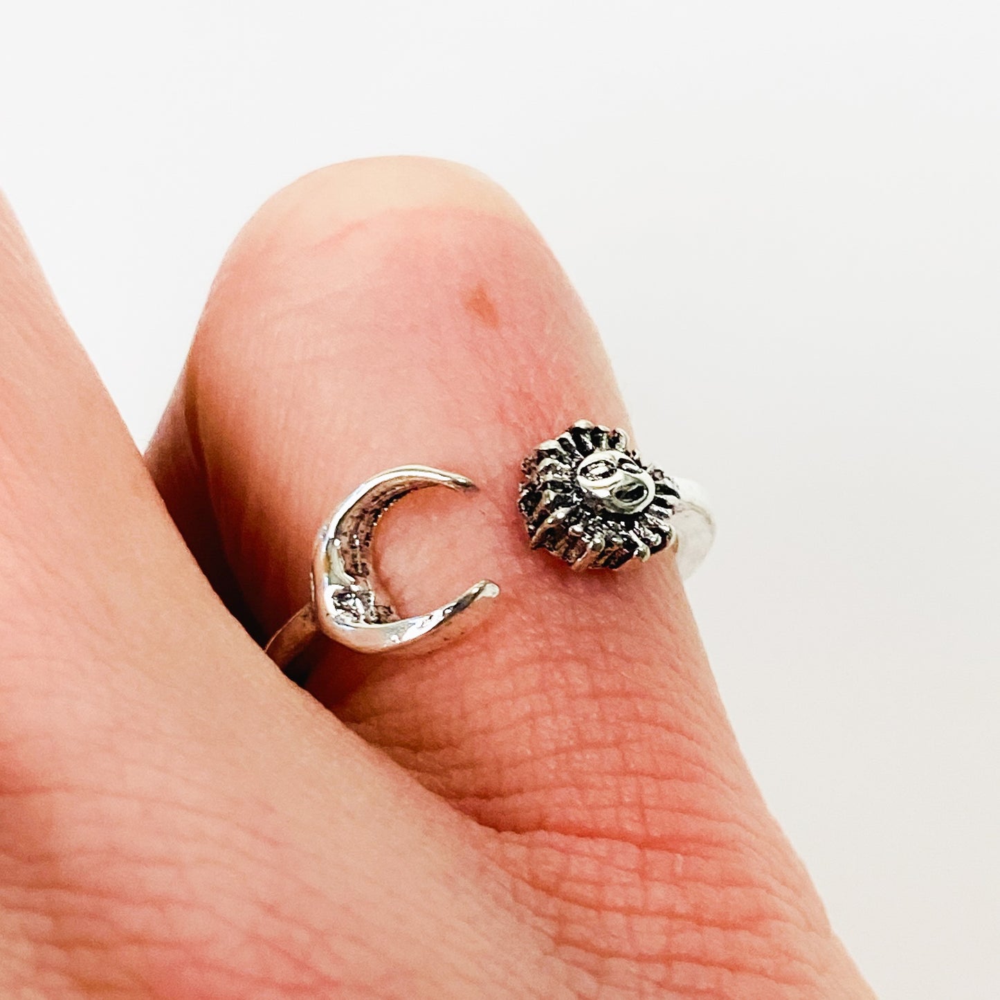 Retro Adjustable Sun & Moon Ring Silver