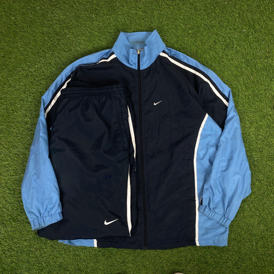 00s Piping Tracksuit Set Windbreaker + Joggers Blue XXL