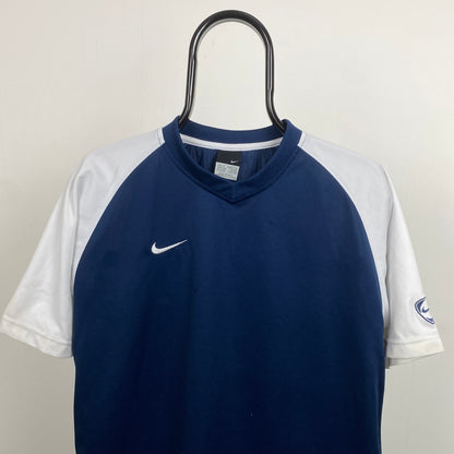 00s Nike Football Shirt T-Shirt Blue Medium