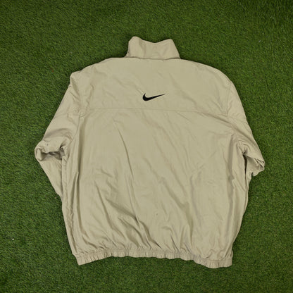 00s Nike Piping Tracksuit Jacket + Joggers Set Brown Large