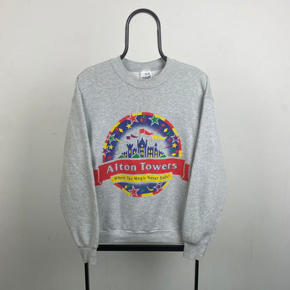 Retro 90s Screen Stars Alton Towers Sweatshirt Grey Medium