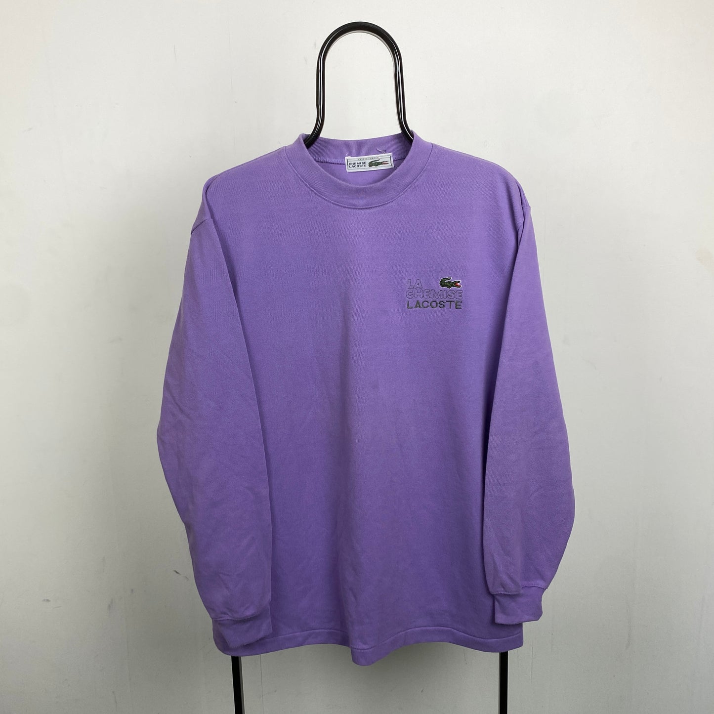 Retro Lacoste Knit Sweatshirt Purple Large