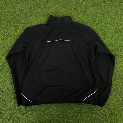 00s Nike Piping Windbreaker Jacket + Joggers Set Black Small