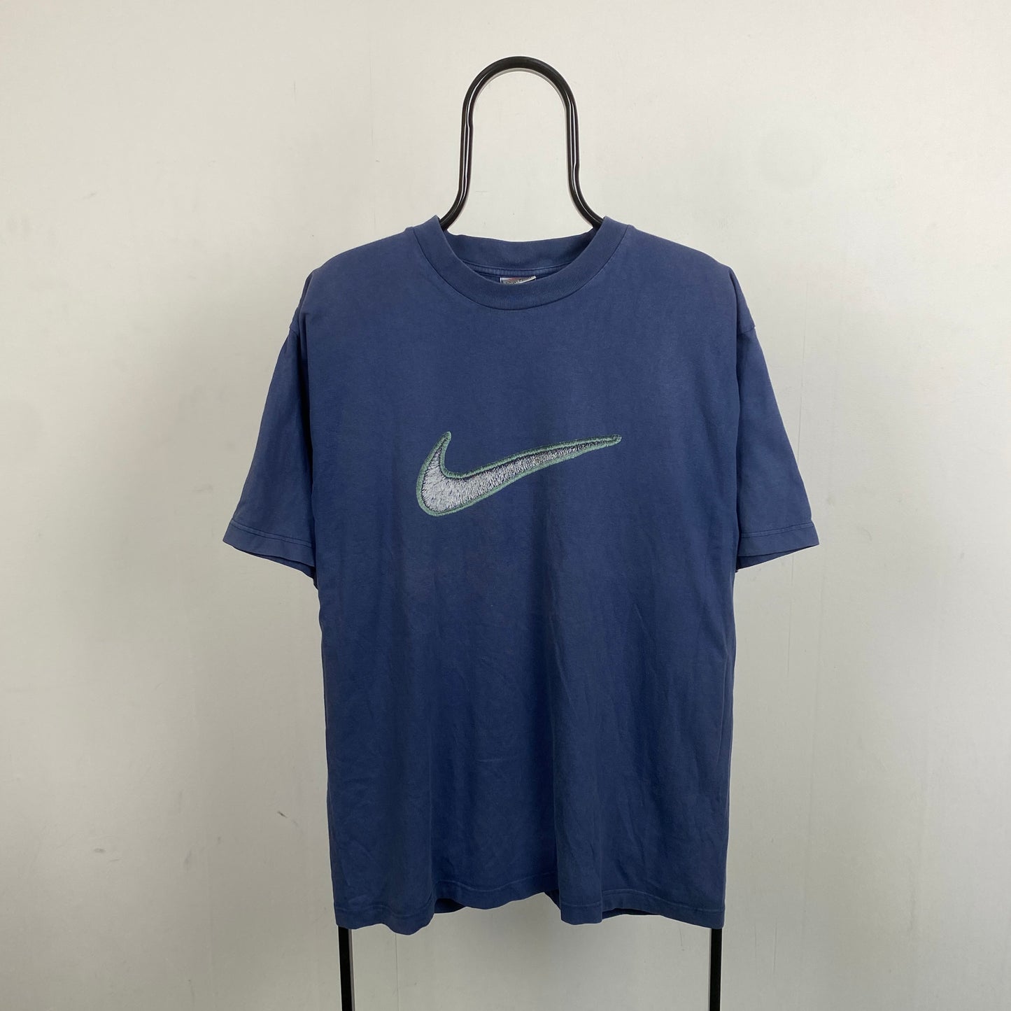 90s Nike Swoosh T-Shirt Blue Large