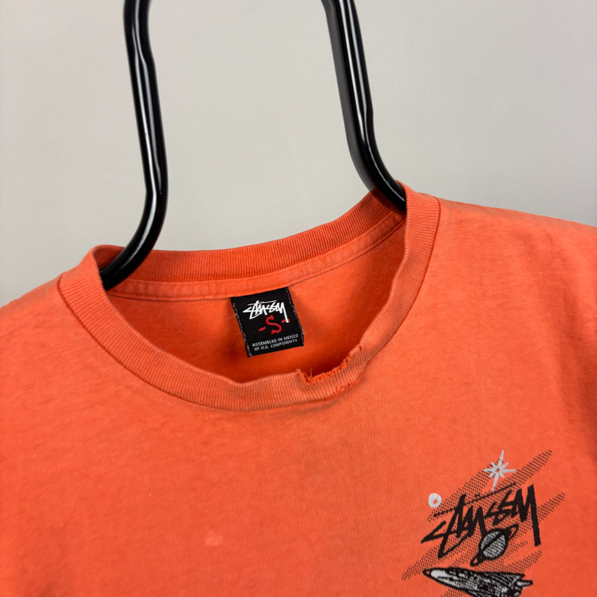 00s Stussy Spaceman T-Shirt Orange Small