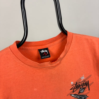 00s Stussy Spaceman T-Shirt Orange Small