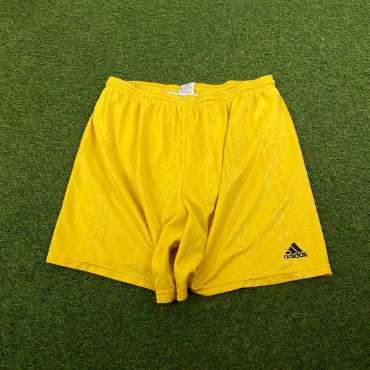 90s Adidas Football Shorts Yellow Large