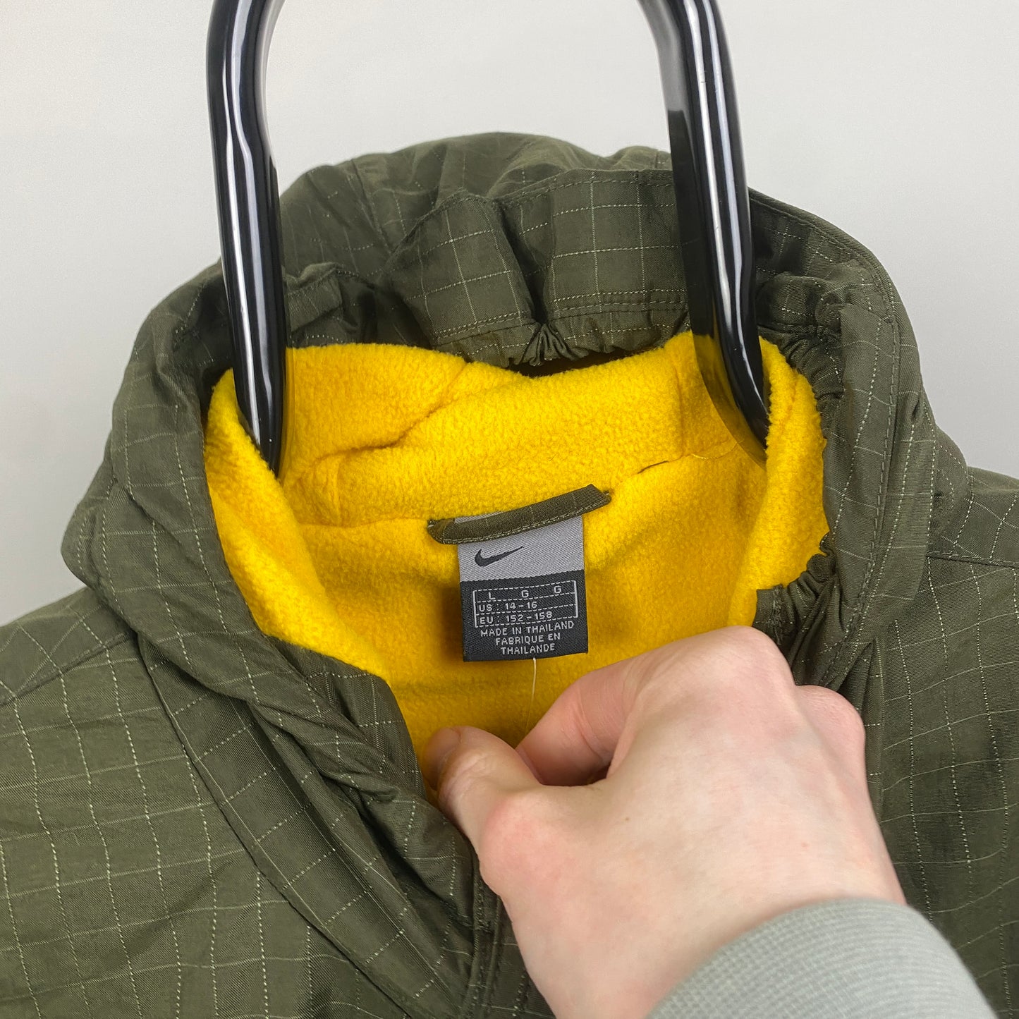 00s Nike Fleece Lined Grid Coat Jacket Green XS