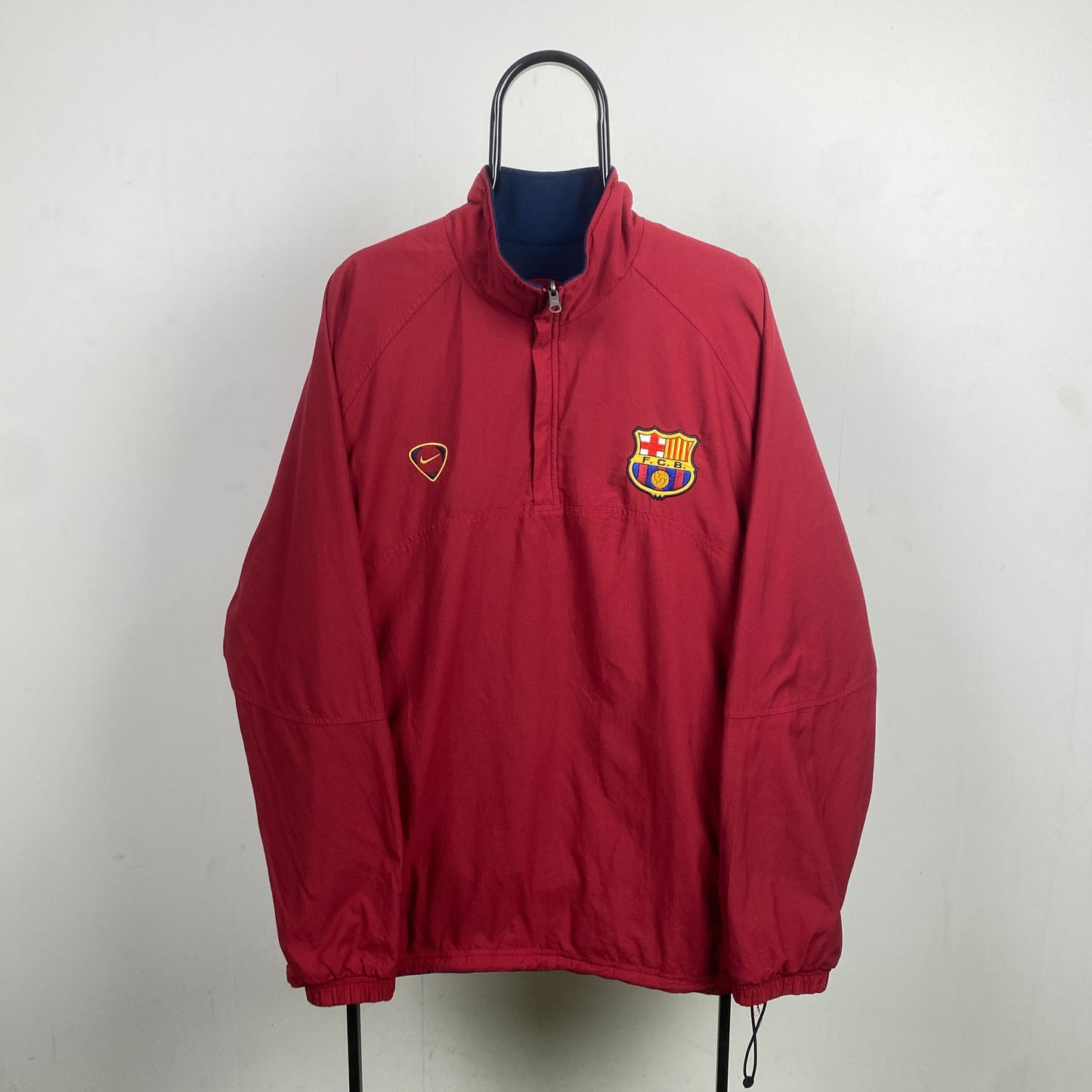 00s Nike Barcelona Reversible Fleece Coat Jacket Red Blue XL