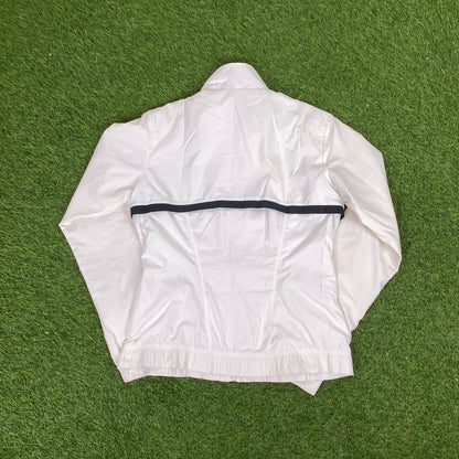 00s Nike Piping Windbreaker Jacket + Joggers Set White Small