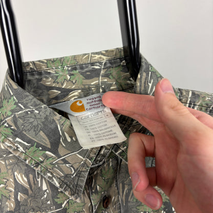 00s Carhartt Camo Shirt T-Shirt Green Medium