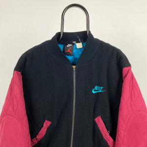 90s Nike Air Jordan Varsity Bomber Jacket Black Small