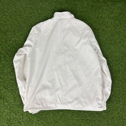 00s Nike Piping Windbreaker Jacket + Joggers Set White Medium