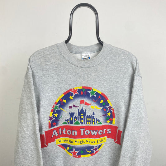 Retro 90s Screen Stars Alton Towers Sweatshirt Grey Medium