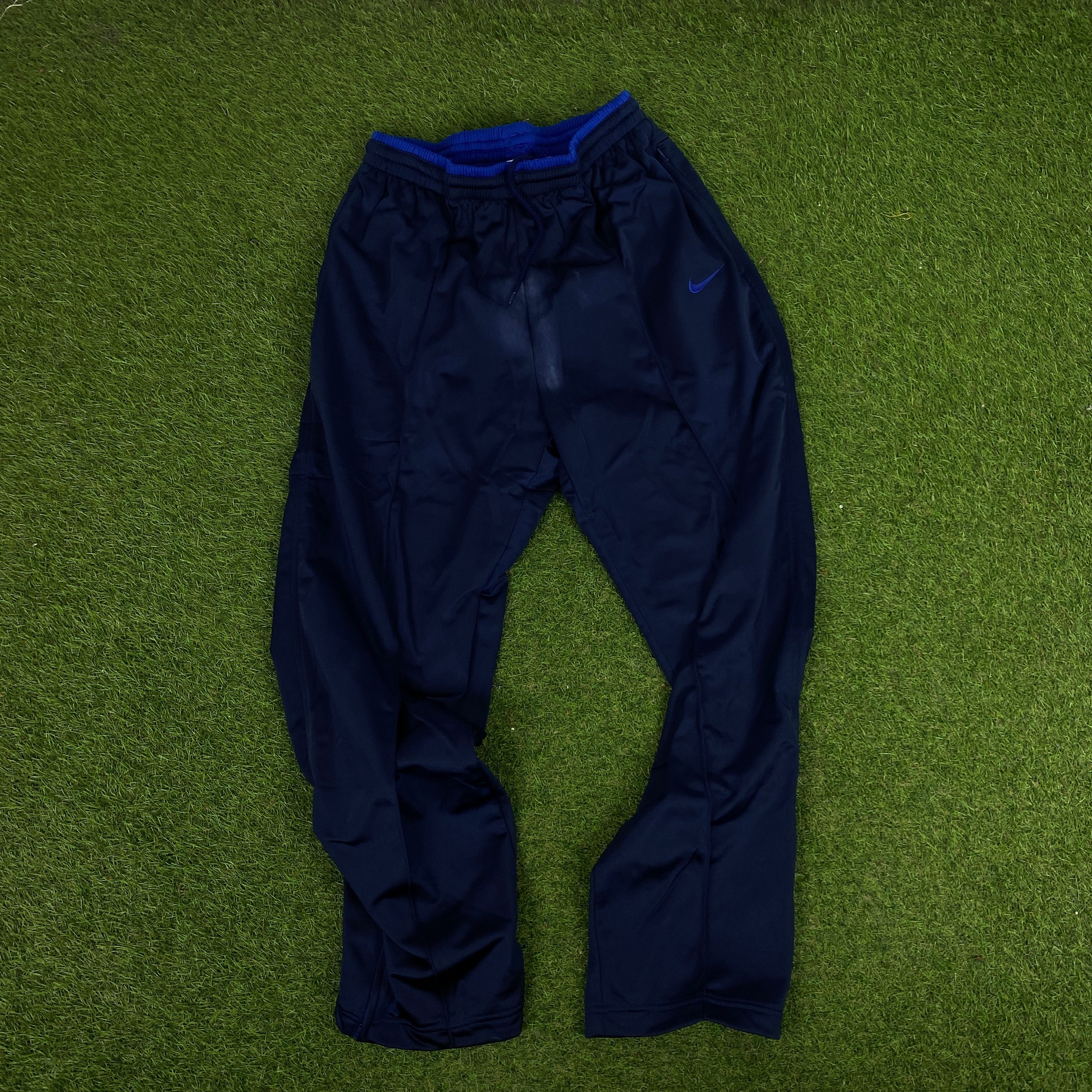 90s Nike Nylon Tracksuit Jacket + Joggers Set Blue Large