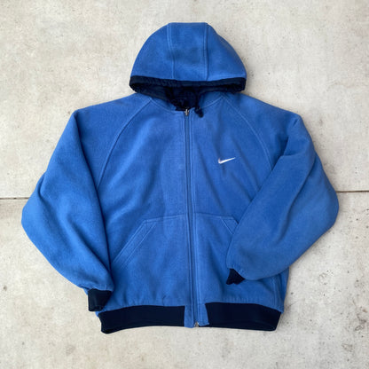 90s Nike Reversible Fleece Coat Jacket Blue Medium