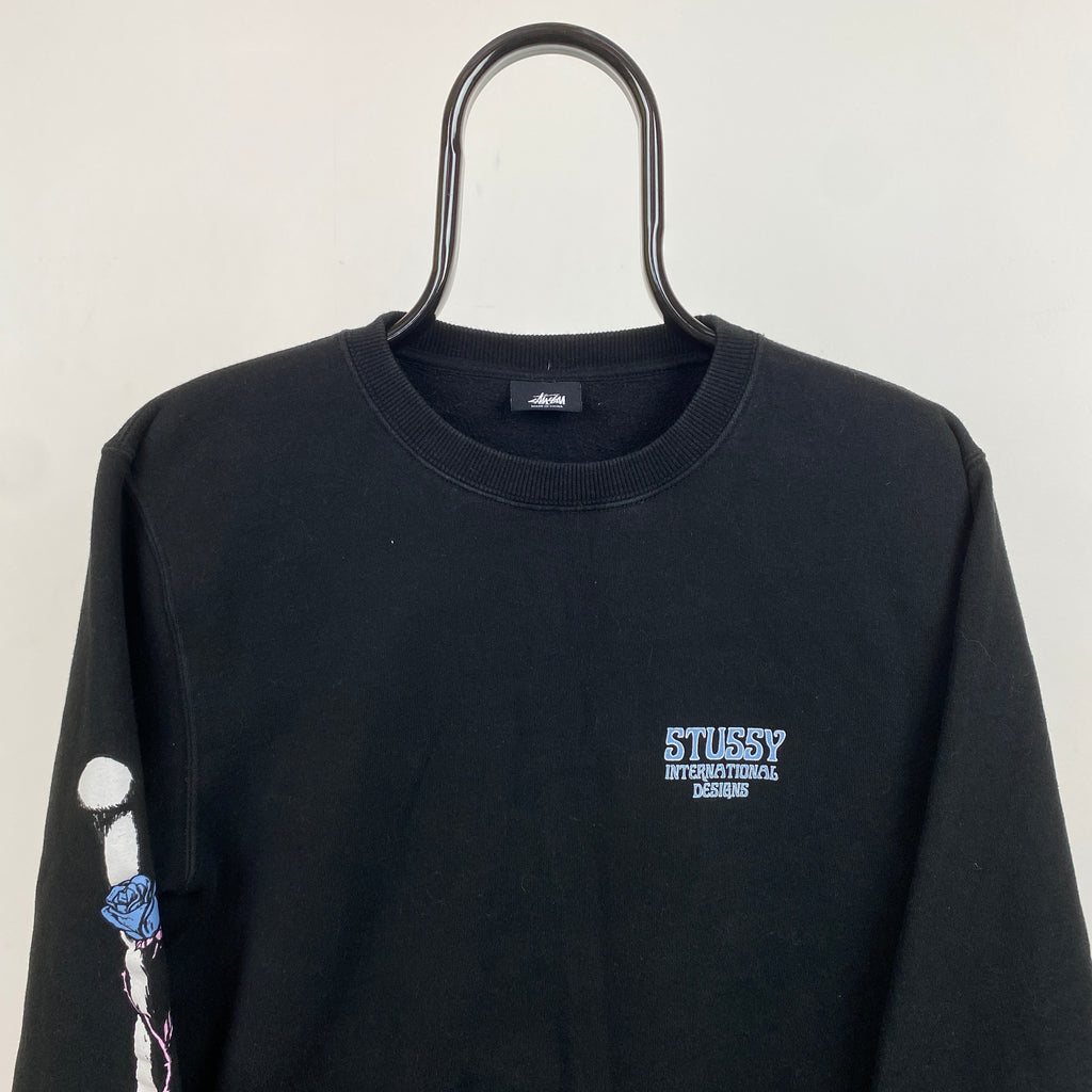 Retro 00s Stussy Sweatshirt Black Medium