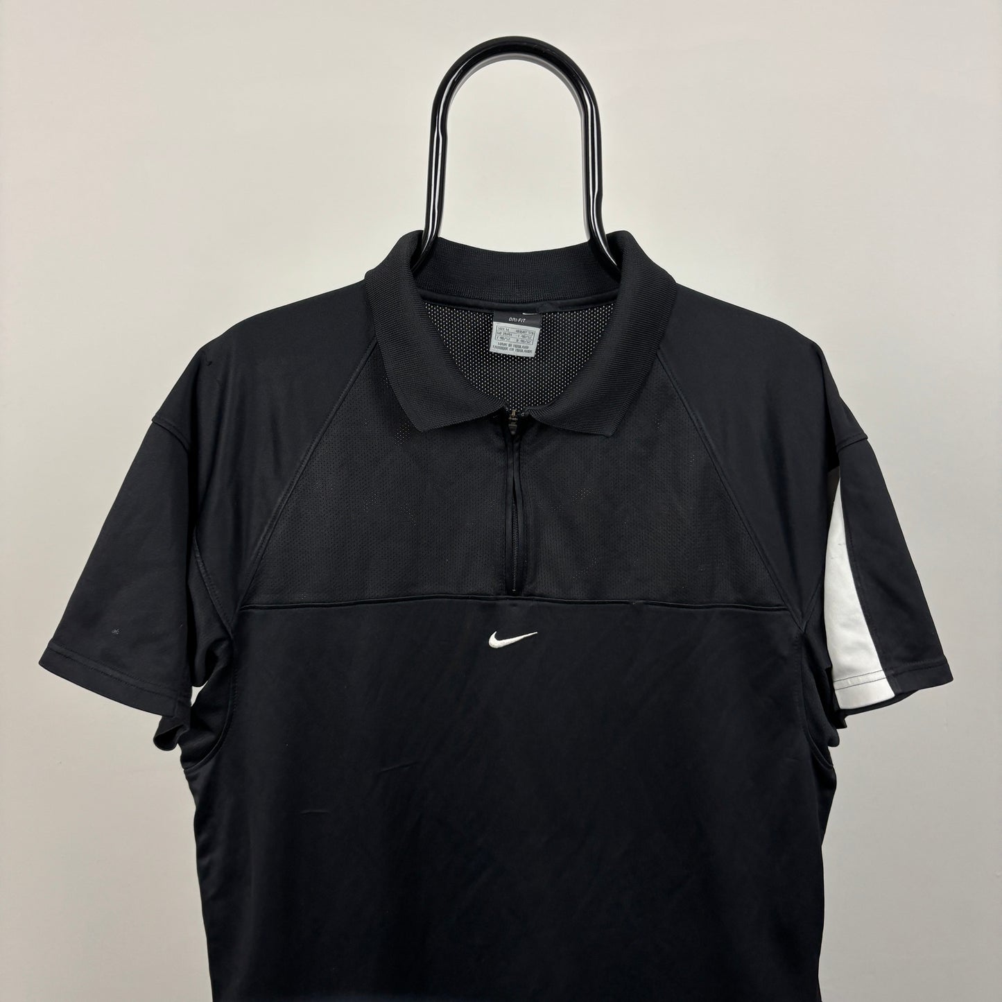 00s Nike Golf 1/4 Zip Polo Shirt T-Shirt Black Medium