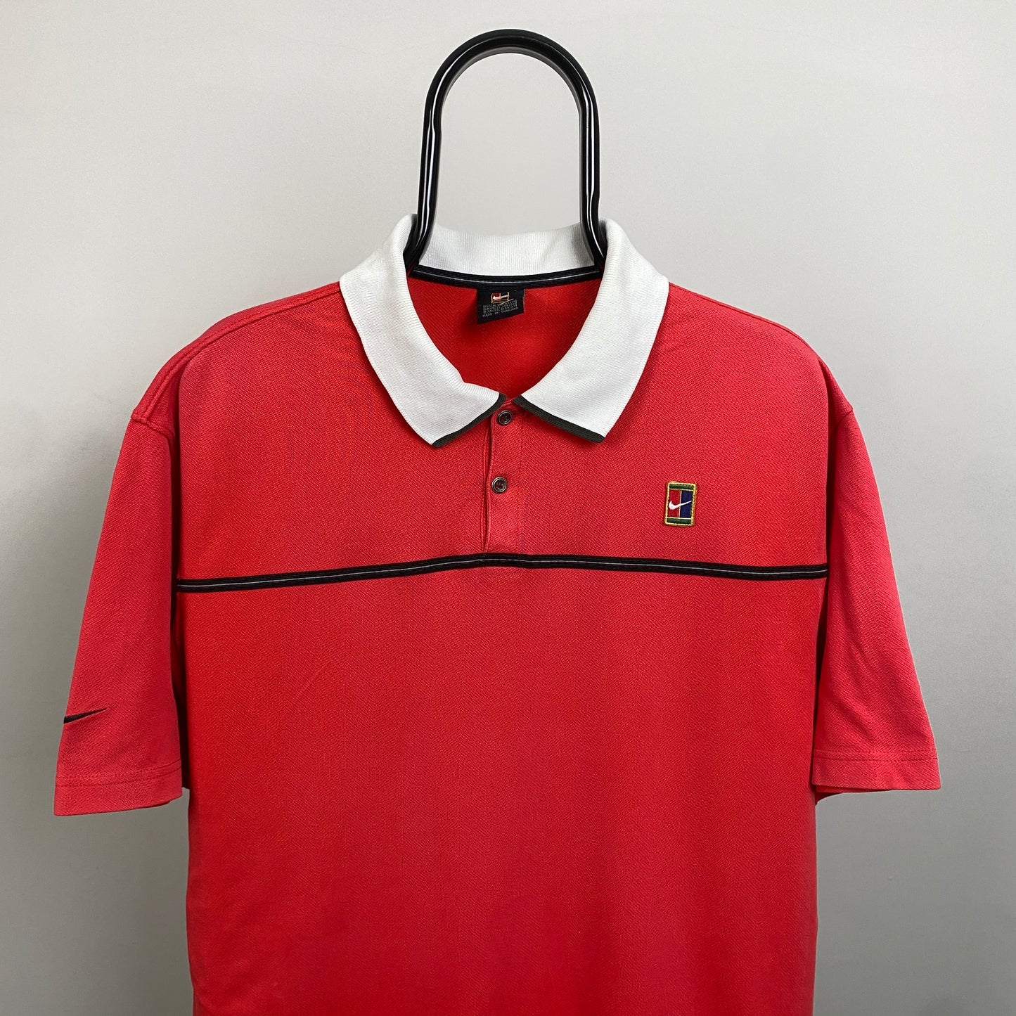 90s Nike Challenge Court Polo Shirt T-Shirt Pink Medium