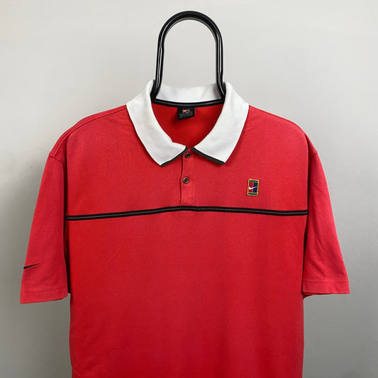 90s Nike Challenge Court Polo Shirt T-Shirt Pink Medium