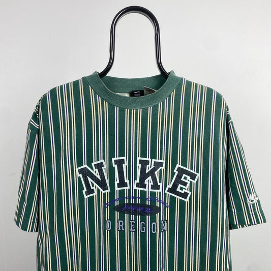 90s Nike Striped Shirt T-Shirt Green Large