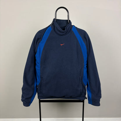 90s Nike Reversible Sidewinder Fleece Coat Jacket Blue Small