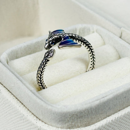 Dragon Wrap Ring Silver Adjustable