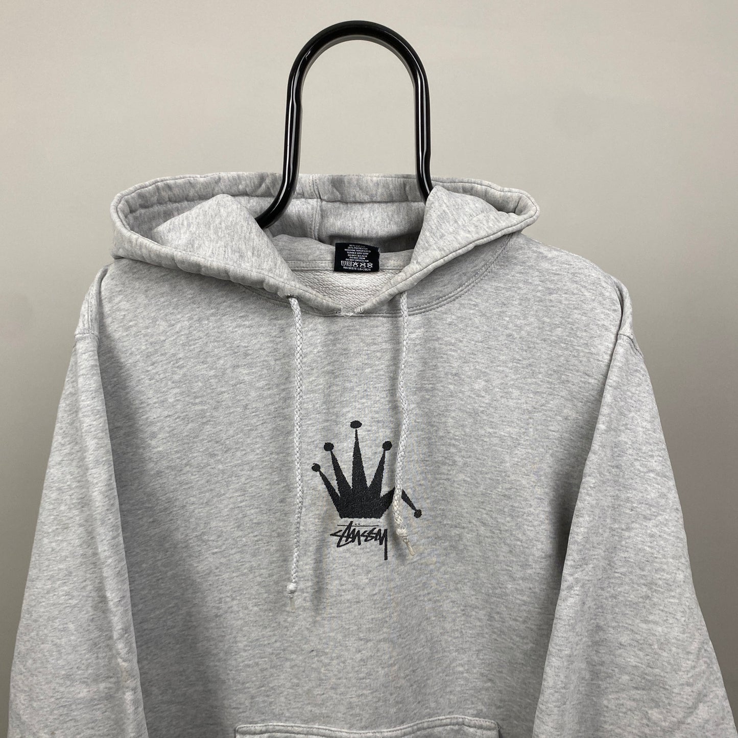 Retro 00s Stussy Hoodie Grey Large