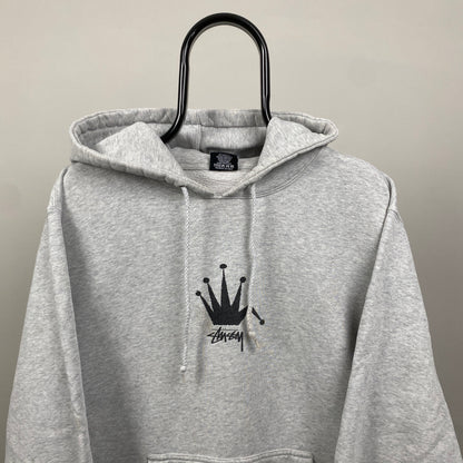 Retro 00s Stussy Hoodie Grey Large