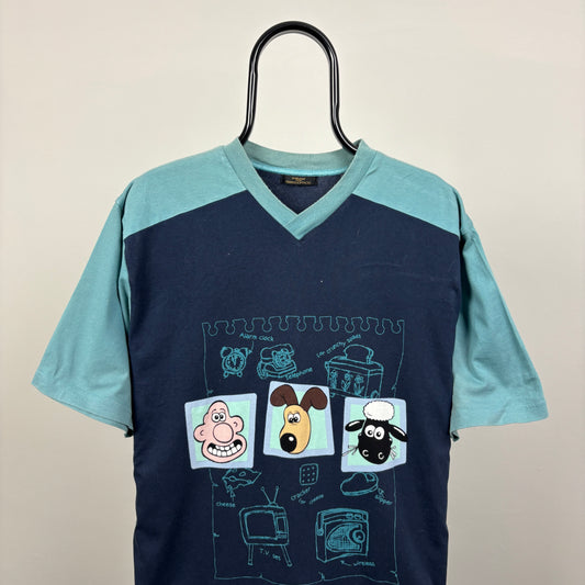 00s Wallace & Gromit T-Shirt Blue Large