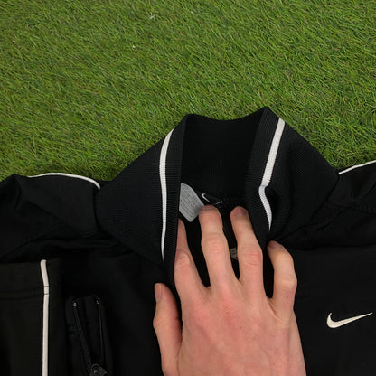 00s Nike Piping Windbreaker Jacket + Joggers Set Black Medium