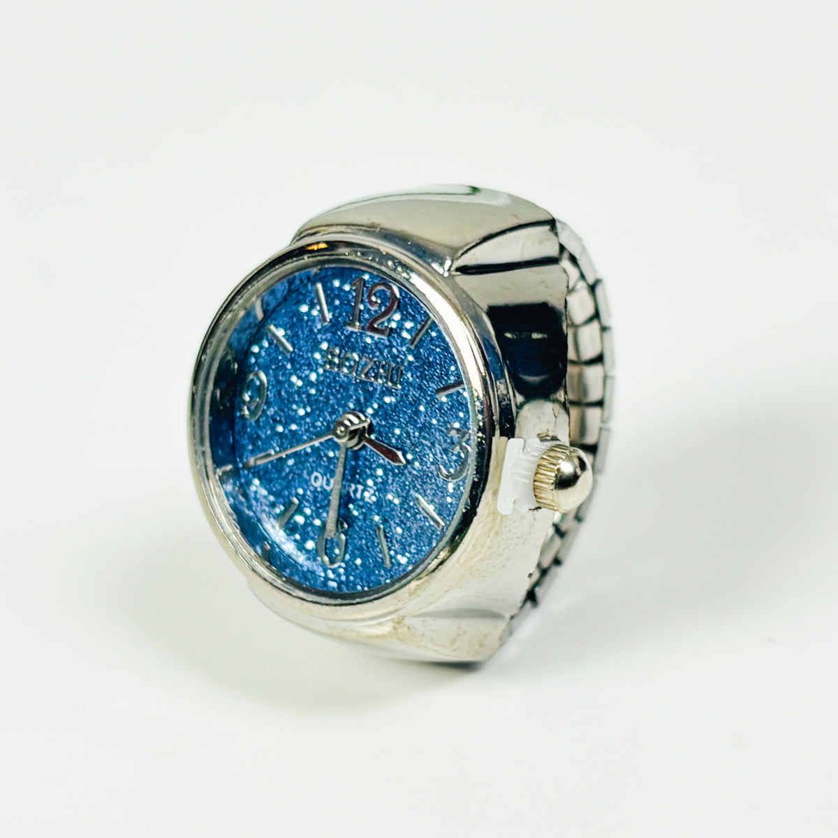 Vintage Watch Ring Blue Sparkle