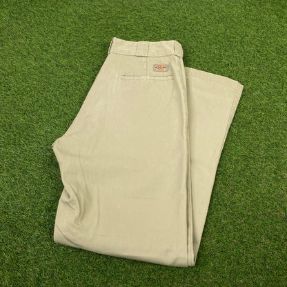 Retro Dickies Cargo Trousers Joggers Brown Medium