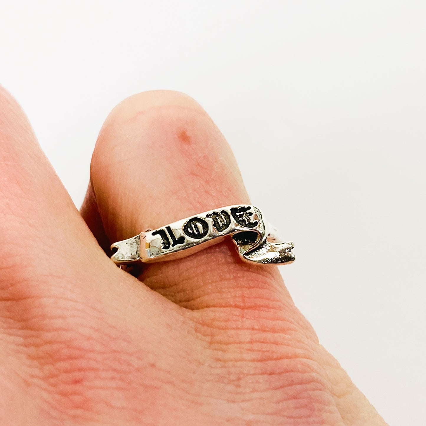 Retro Vintage Love Ring Silver