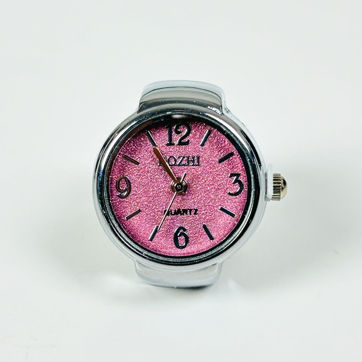 Adjustable Watch Ring Pink Glitter