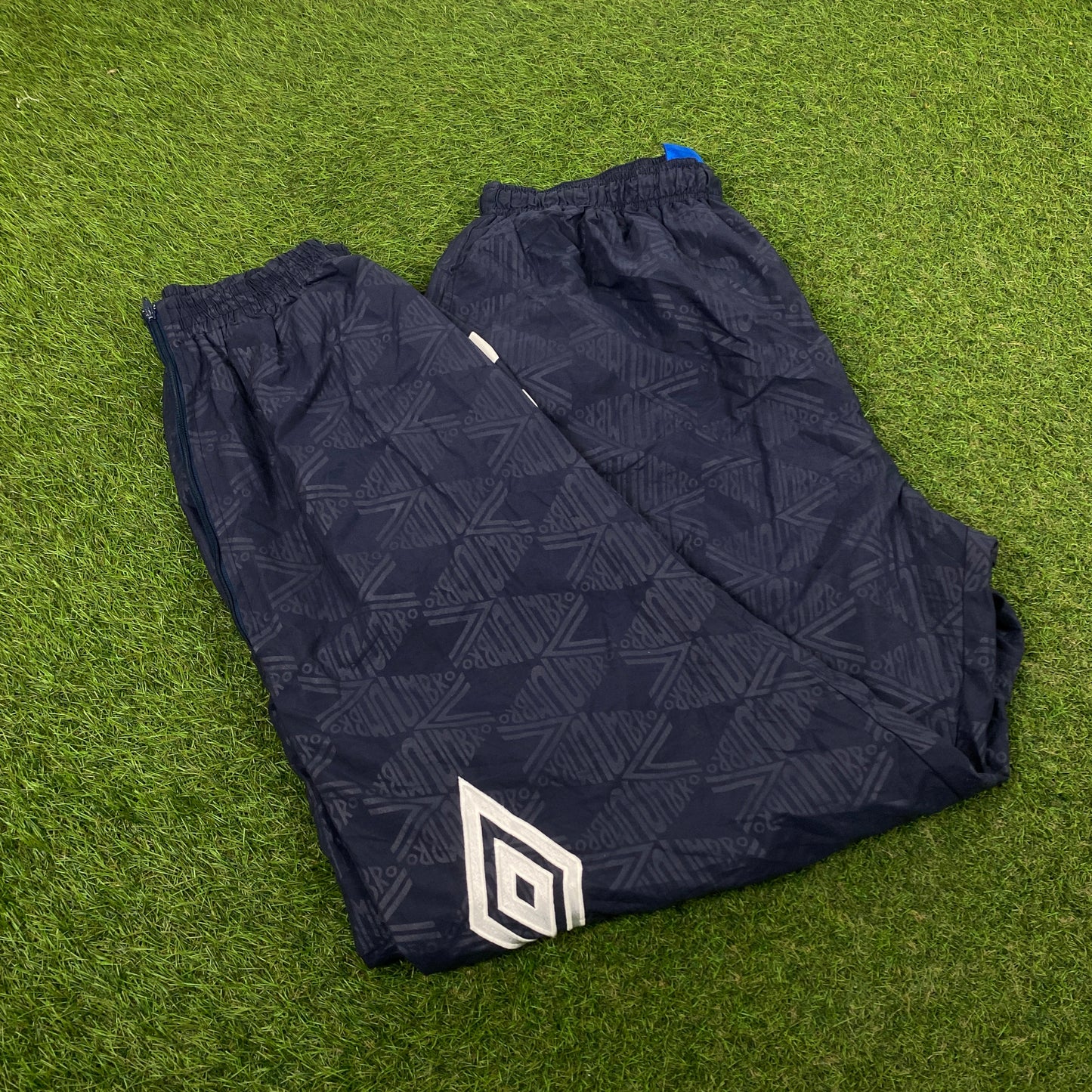 Retro 90s Umbro Track Pants Joggers Blue Large