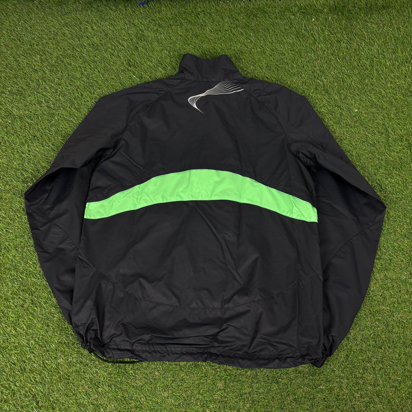 00s Nike Reflective Windbreaker Jacket + Joggers Set Black Medium