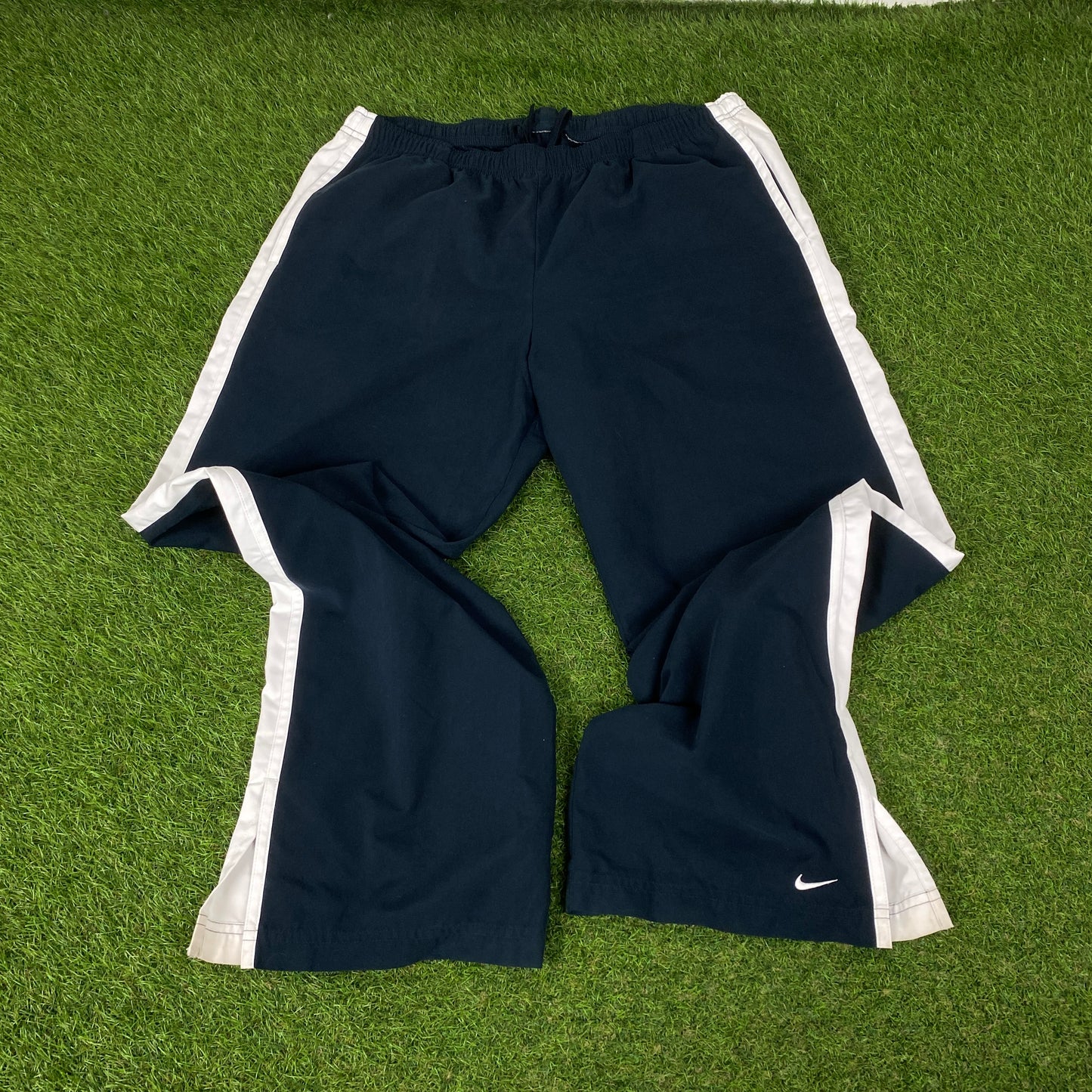 00s Nike Piping Windbreaker Tracksuit Set Jacket + Joggers White XL