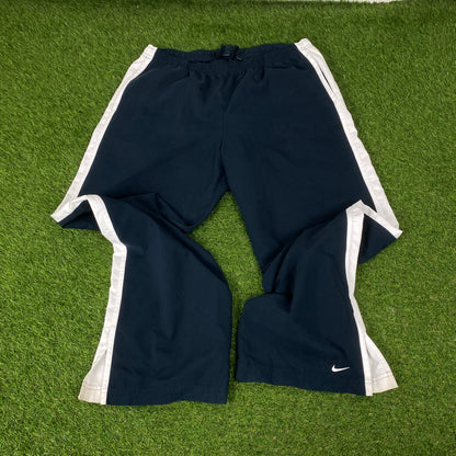 00s Nike Piping Windbreaker Tracksuit Set Jacket + Joggers White XL