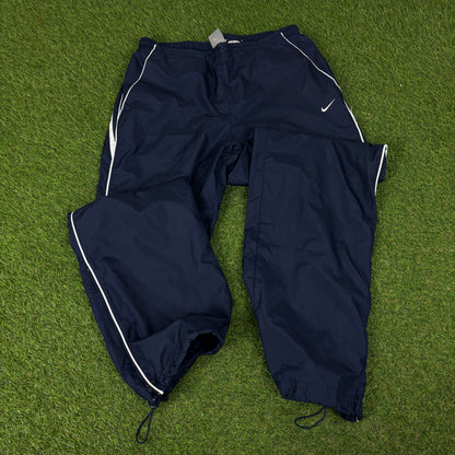 00s Nike Piping Windbreaker Jacket + Joggers Set Blue Medium