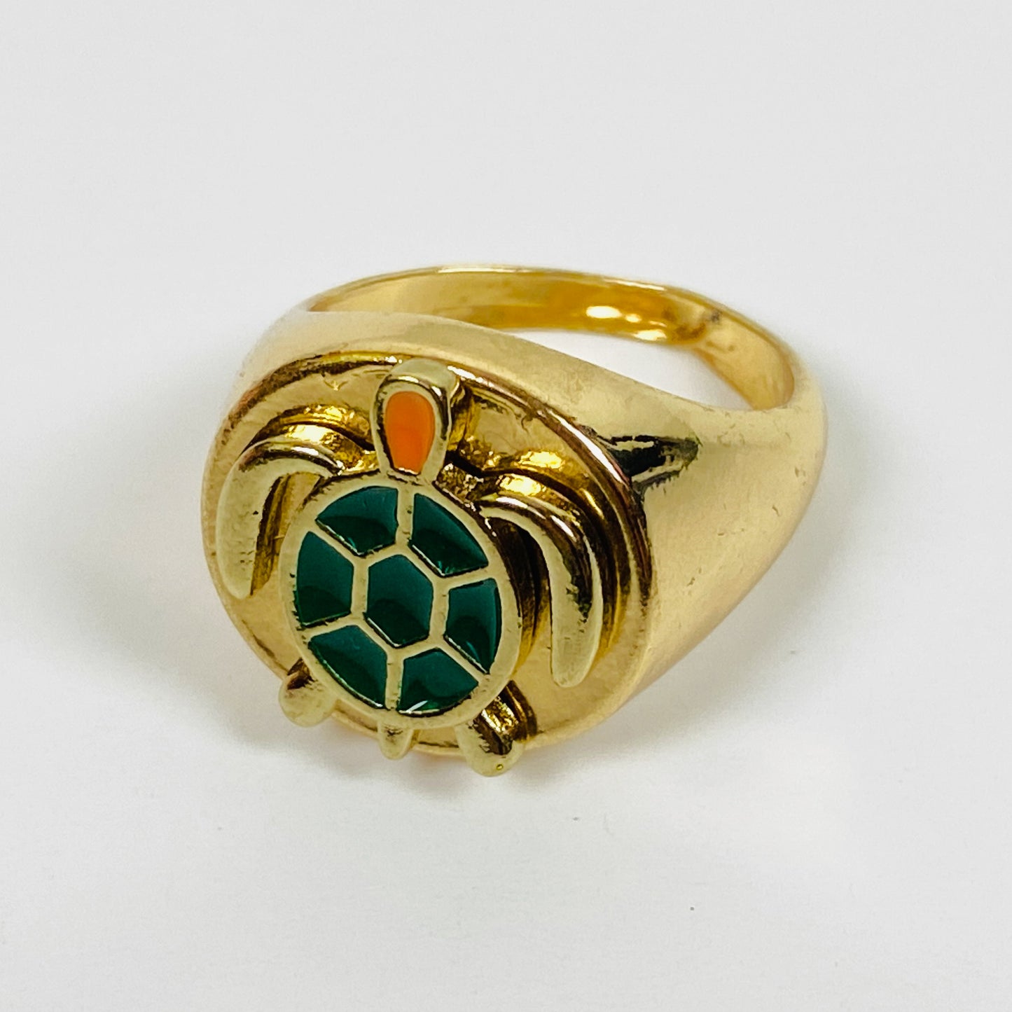 Retro Vintage Turtle Signet Ring Gold