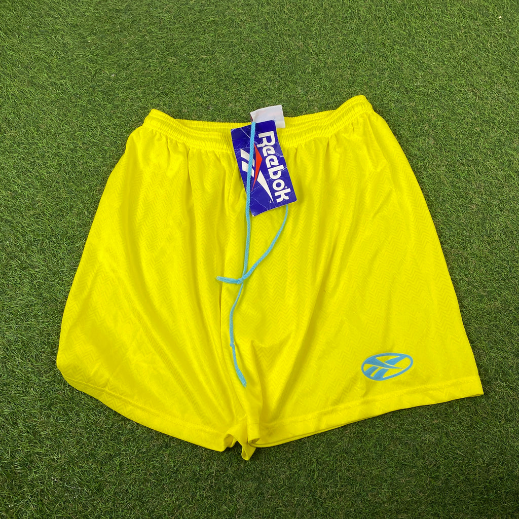 Retro Reebok Nylon Football Shorts Yellow Large