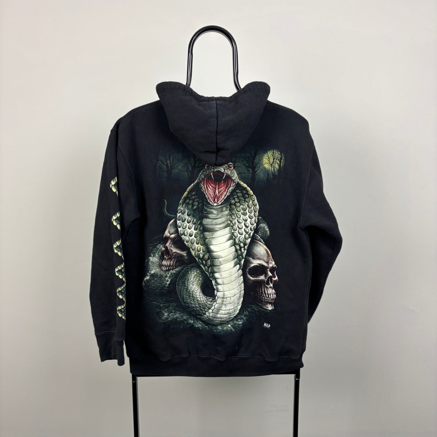 90s Wild Snake Zip Hoodie Black Large
