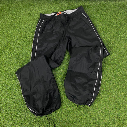 00s Nike Piping Windbreaker Jacket + Joggers Set Black Medium