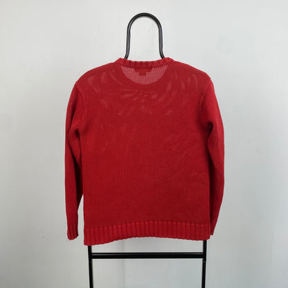 Retro Polo Ralph Lauren Knit Sweatshirt Red Womens Small