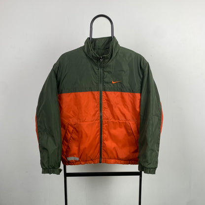 90s Nike Reversible Puffer Jacket Green Large